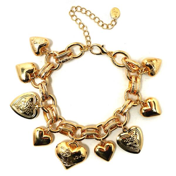Heart Charm Metal Bracelet