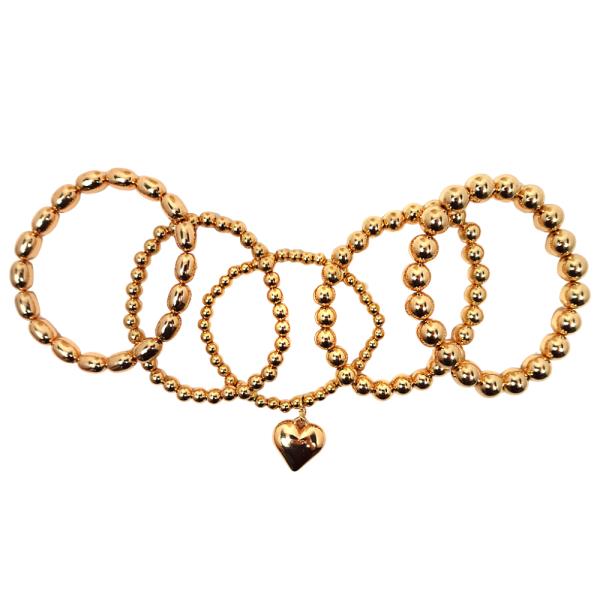 Puffy Heart Beaded Bracelet Set