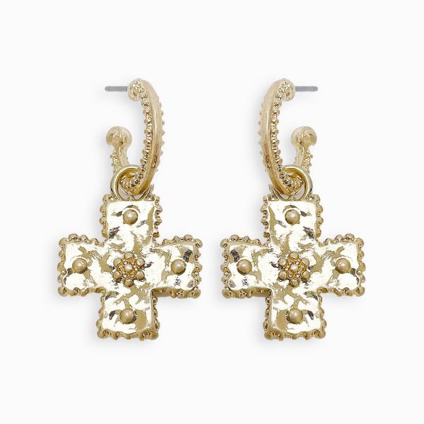 Cross Open Hoop Metal Earring