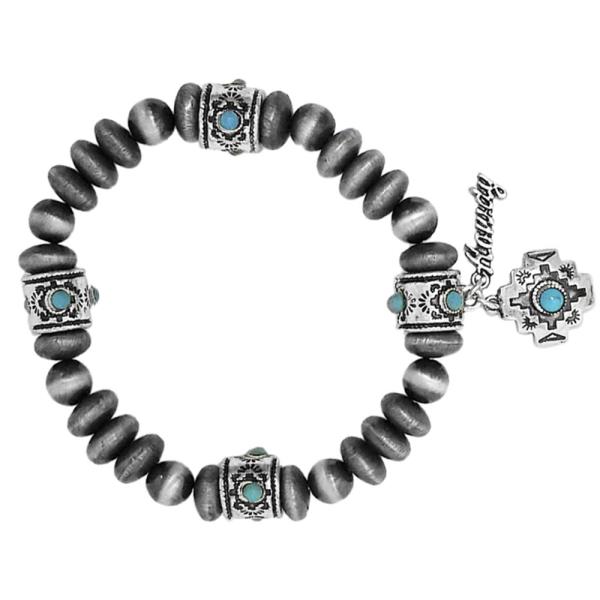 Western Navajo TQ Bead Charm Bracelet
