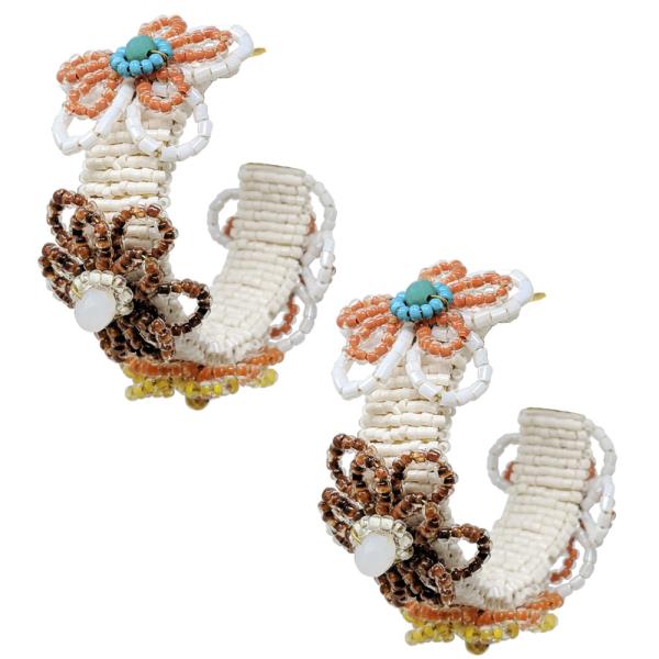 Garden Seed Bead Hoop Earring