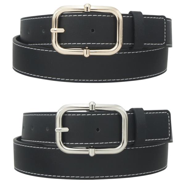 Knob Bar Accent Rectangle Buckle Belt