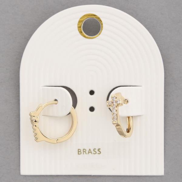 Cross Crystal Huggie Earring