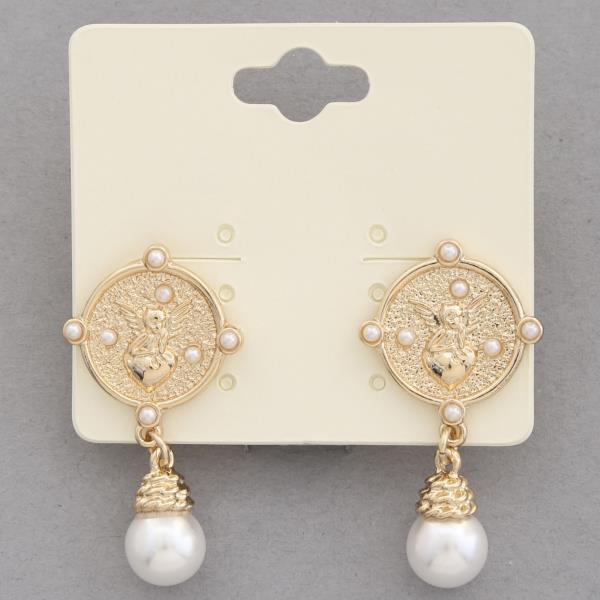 Coin Pearl Bead Link Dangle Earring