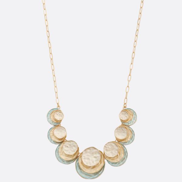 Hammered Metal Round Link Necklace