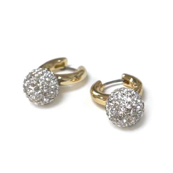 Rhinestone Ball Huggie Metal Earring