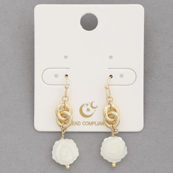 Flower Charm Metal Dangle Earring