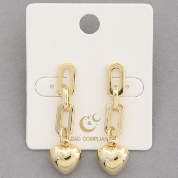 Puffy Heart Oval Link Dangle Earring