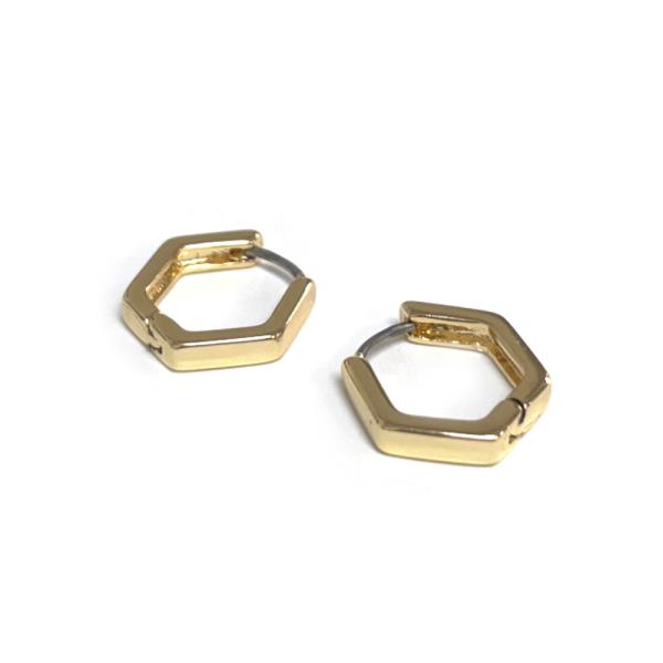 Metal Hexagon Huggie Earring