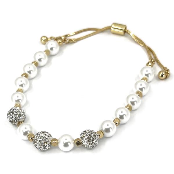 Pearl Rhinestone Ball Adjustable Bracelet