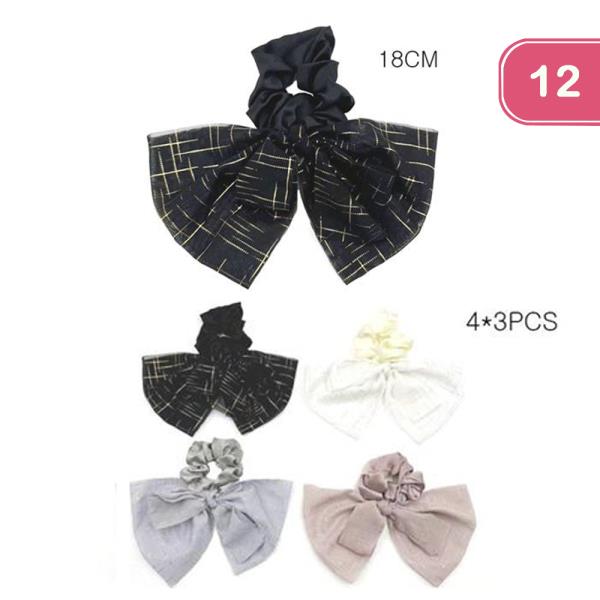 Ribbon Scrunchies Hair Tie (12 Units)