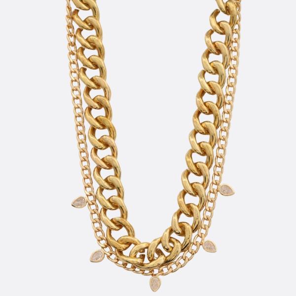 SDJ Circle Link Teardrop Charm CCB Necklace