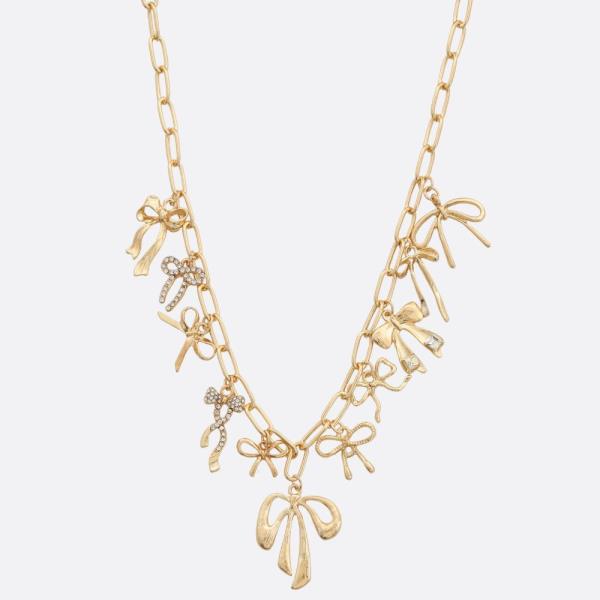 SDJ Multi Bow Station Metal Necklace
