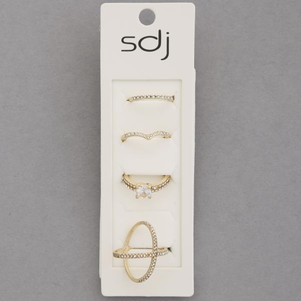 SDJ Rhinestone Metal Assorted Ring Set
