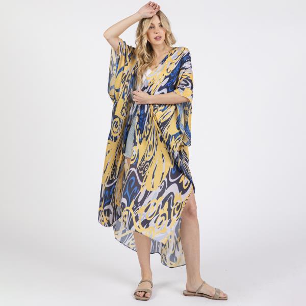 Boho Print Open Front Long Kimono