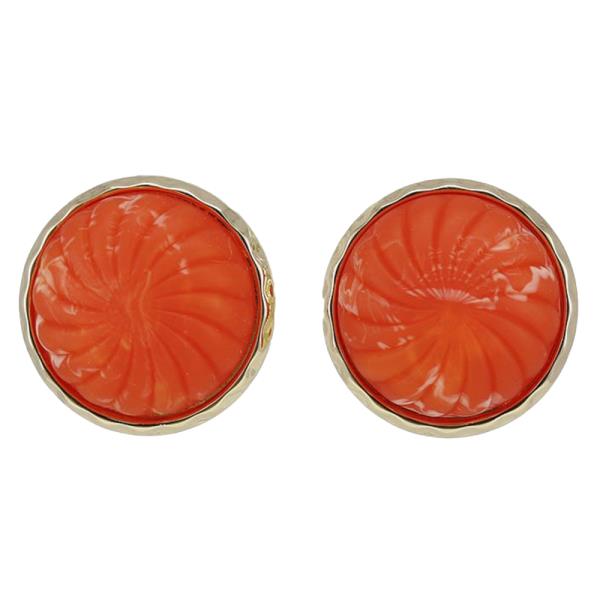 Vintage Swirl Resin Stud Earrings With Gold Trim