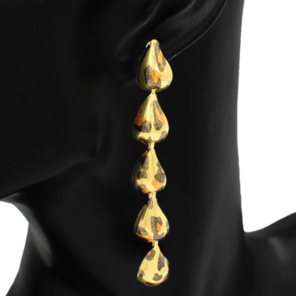 Animal Print Teardrop Link Dangle Earring