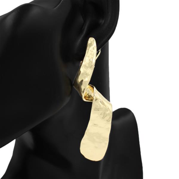 Hammered Metal Twisted Bent Earring