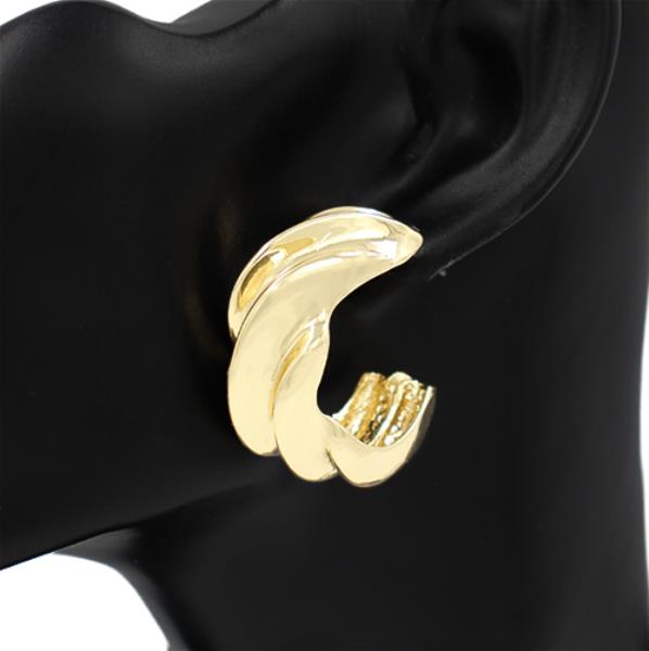 Wave Design Gold Hoop Earrings