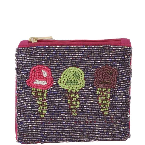 Seed Bead Ice Cream Coin Purse Bag