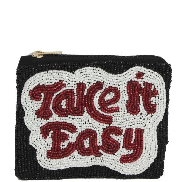 Seed Bead Take It Easy Coin Purse Bag