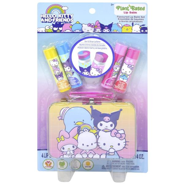 HELLO KITTY AND FRIENDS 4PC LIP BALM WITH TIN