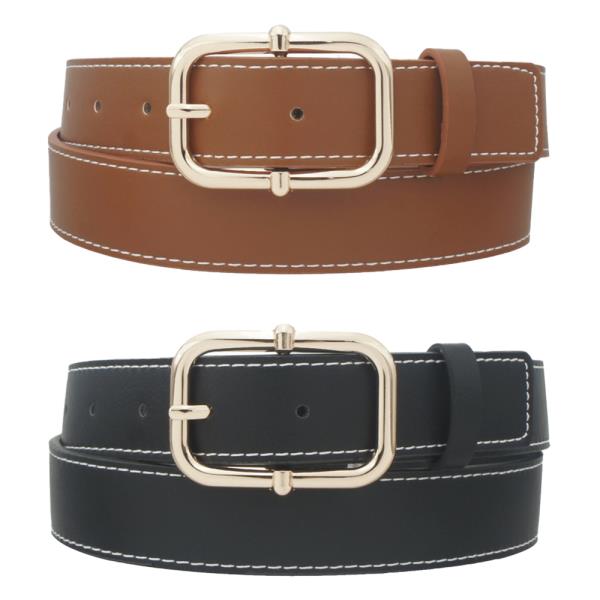 Knob Bar Accent Rectangle Buckle Belt