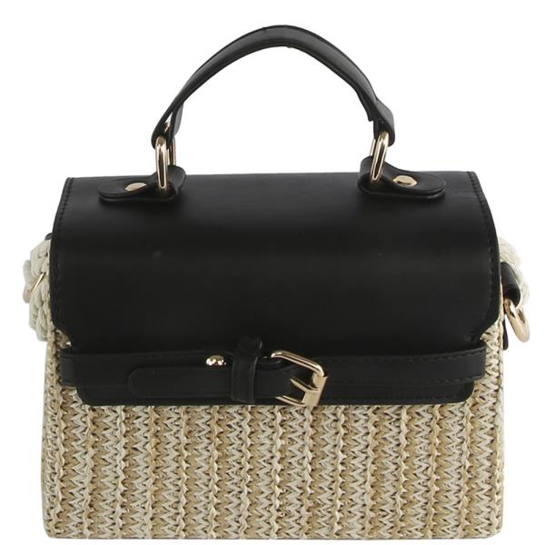 (ONLINE ONLY) Double textured buckle handle satchel bag