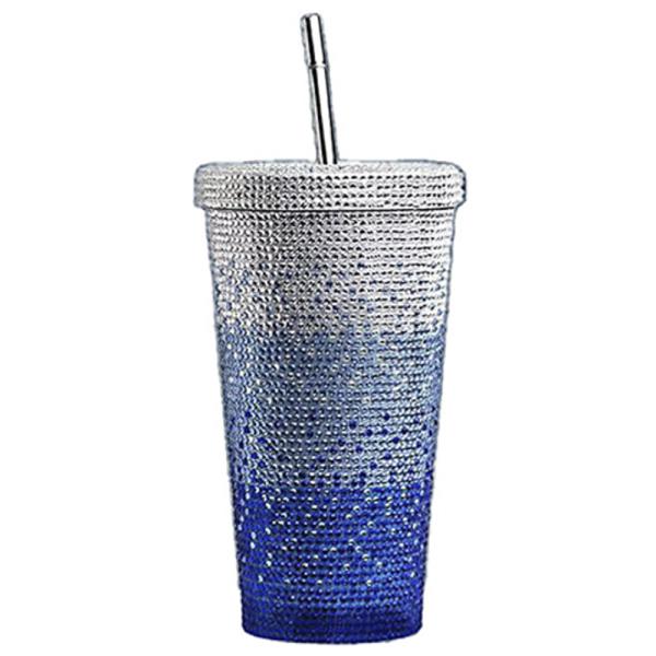 Stainless Steel Rhinestone Straw Tumbler