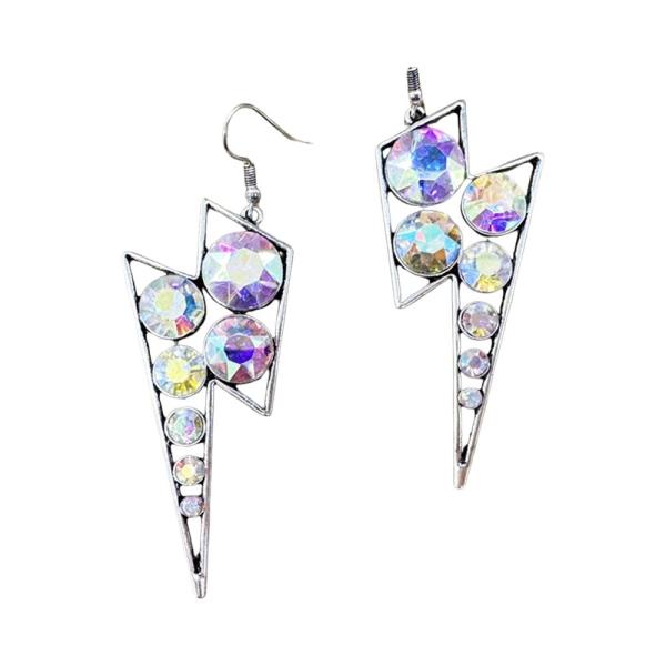RHINESTONE LIGHTNING BOLT DANGLE EARRING