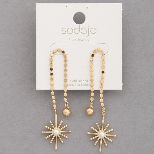SODAJO Starburst U Shape Gold Dipped Earring