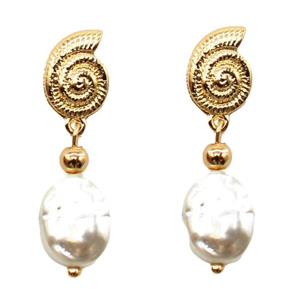 Swirl Pearl Bead Dangle Earring