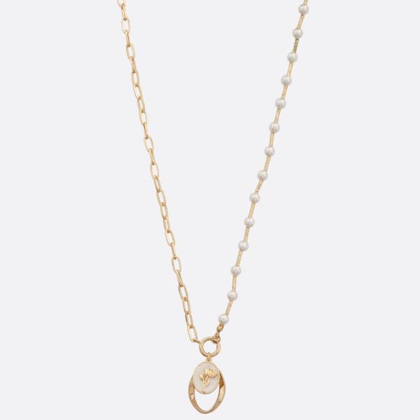 Rose Coin Pearl Bead Necklace