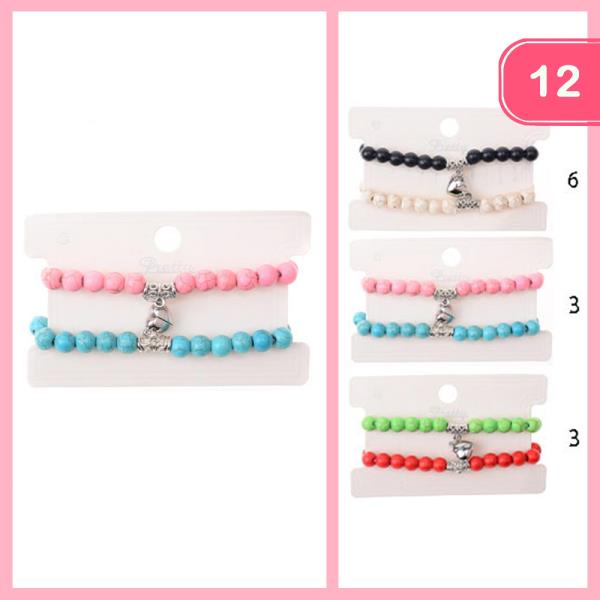 Marbling Stone Stretch Bracelet Set (12 Units)