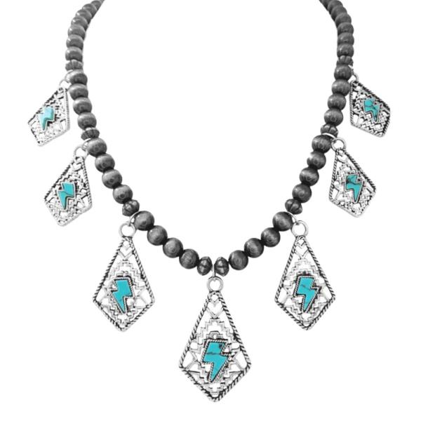 Western Style Navajo Multi Stone Beaded Necklace