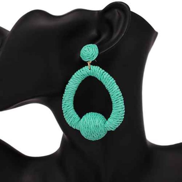 Wide Raffia Teardrop Earrings