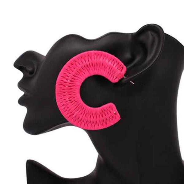 Large Raffia C Hoop Earrings