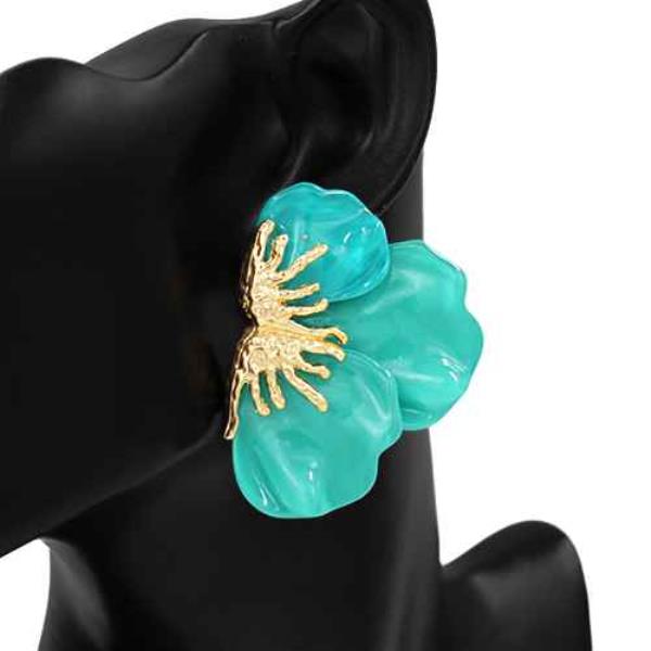 Metal Color Floral Post Earring