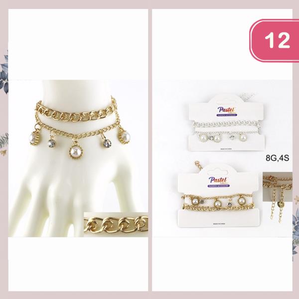 Multi Charm Metal Bracelet Set (12 Units)