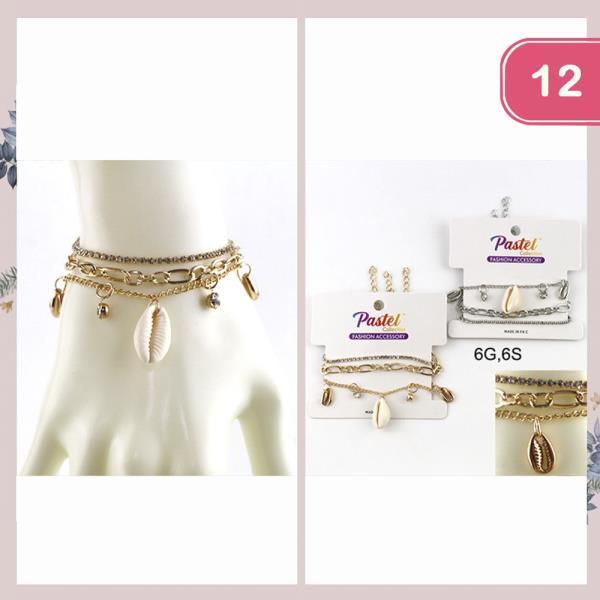 Shell Charm Metal Bracelet (12 Units)