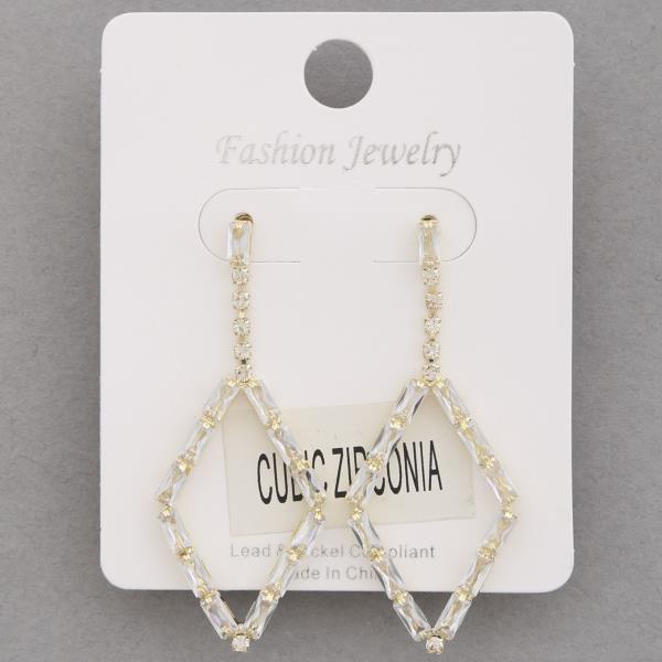 Pointed Oval CZ Dangle Earring