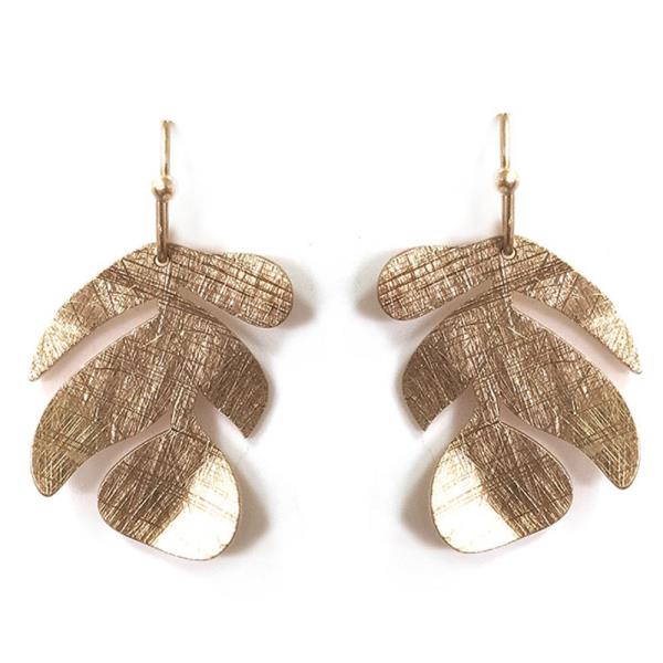 Metal Leaf Shape Design Dangle Hook Earrings