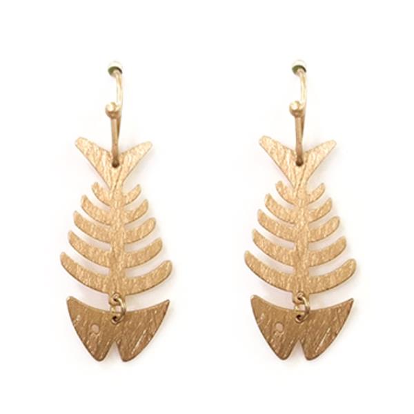 Textured Metal Fishbone Earring