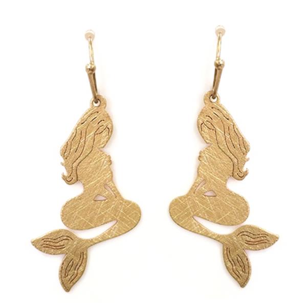Metal Mermaid Earrings Cutout Design Dangle Hook