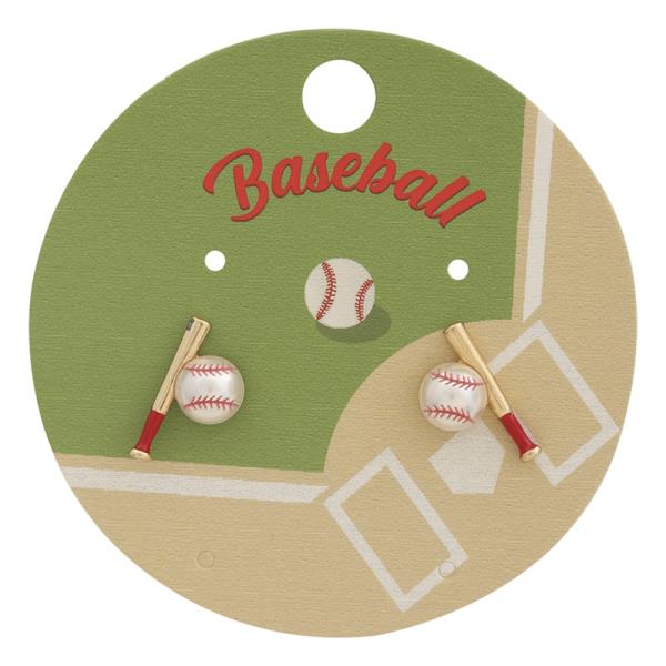 Baseball Pearl W Bats Hypoallergenic Earring
