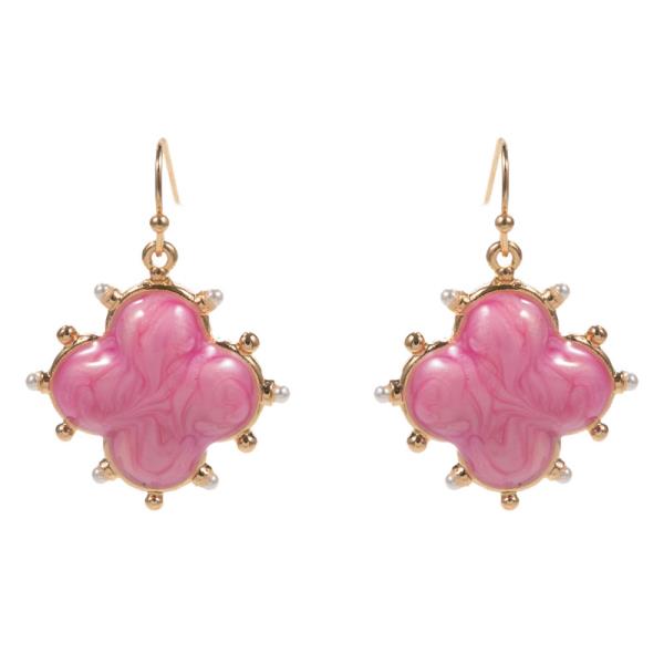 Clover Shaped Color Enamel Brass Hook Earring