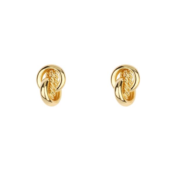 Metal Interlocked Hoops Post Earring