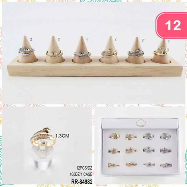 Rhinestone Snake Ring (12 Units)