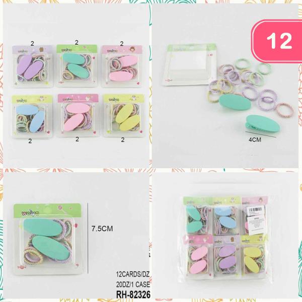 Rope Hair Tie Set Color Hair Clips Set (12 Units)