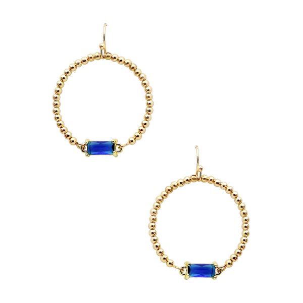Rectangle Crystal Ball Bead Hoop Dangle Earring